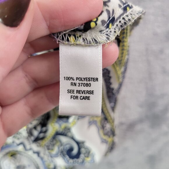 EST‎ 1946 Womens Plus Size 22W Paisley Top Short Sleeve Yellow Blue-Black Boho - Picture 10 of 12